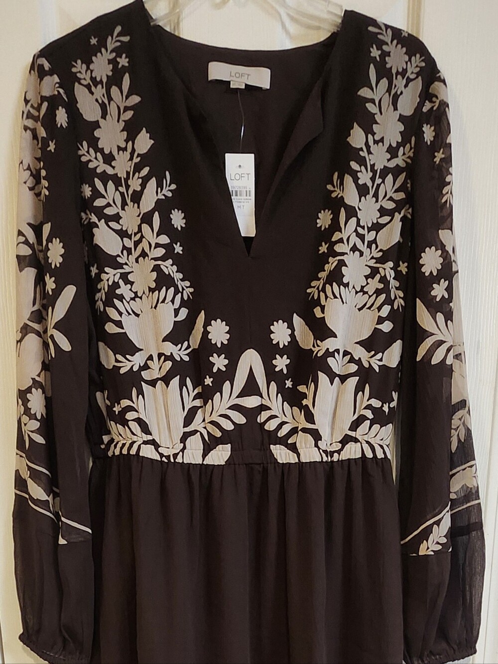 Loft Women's Brown Floral Print Long Sleeve Dress - Picture 4 of 8